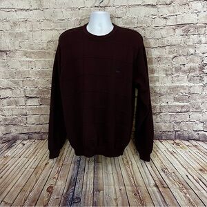 Izod Wine Windowpane Crew Neck Long Sleeve Sweater
